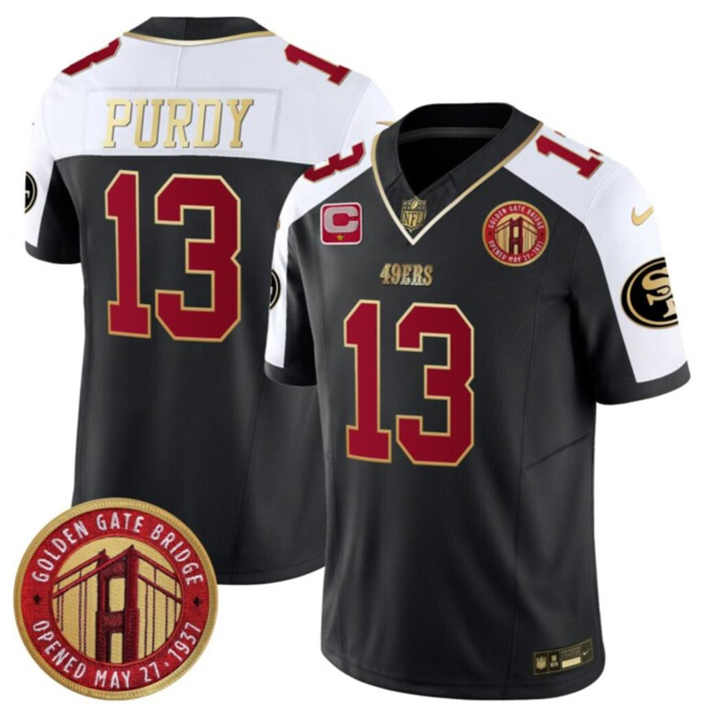 Men's San Francisco 49ers #13 Brock Purdy Balck F.U.S.E. Golden Gate Bridge With 1-Star C Patch Alternate Vapor Limited Stitched Football Jersey Men's San Francisco 49ers #13 Brock Purdy Balck F.U.S.E. Golden Gate Bridge With 1-Star C Patch Alternate Vapor Limited Stitched Football Jersey